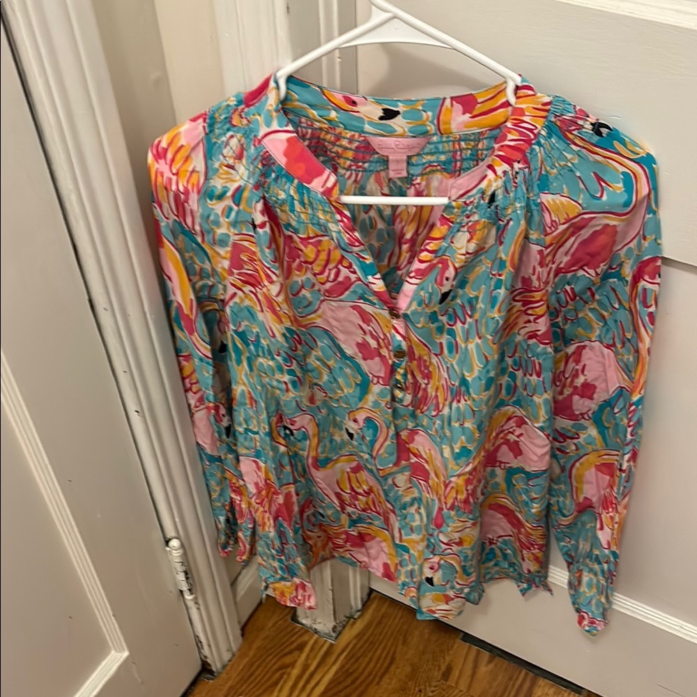 Lilly Pulitzer Multicolor Flamingo Half Shirt